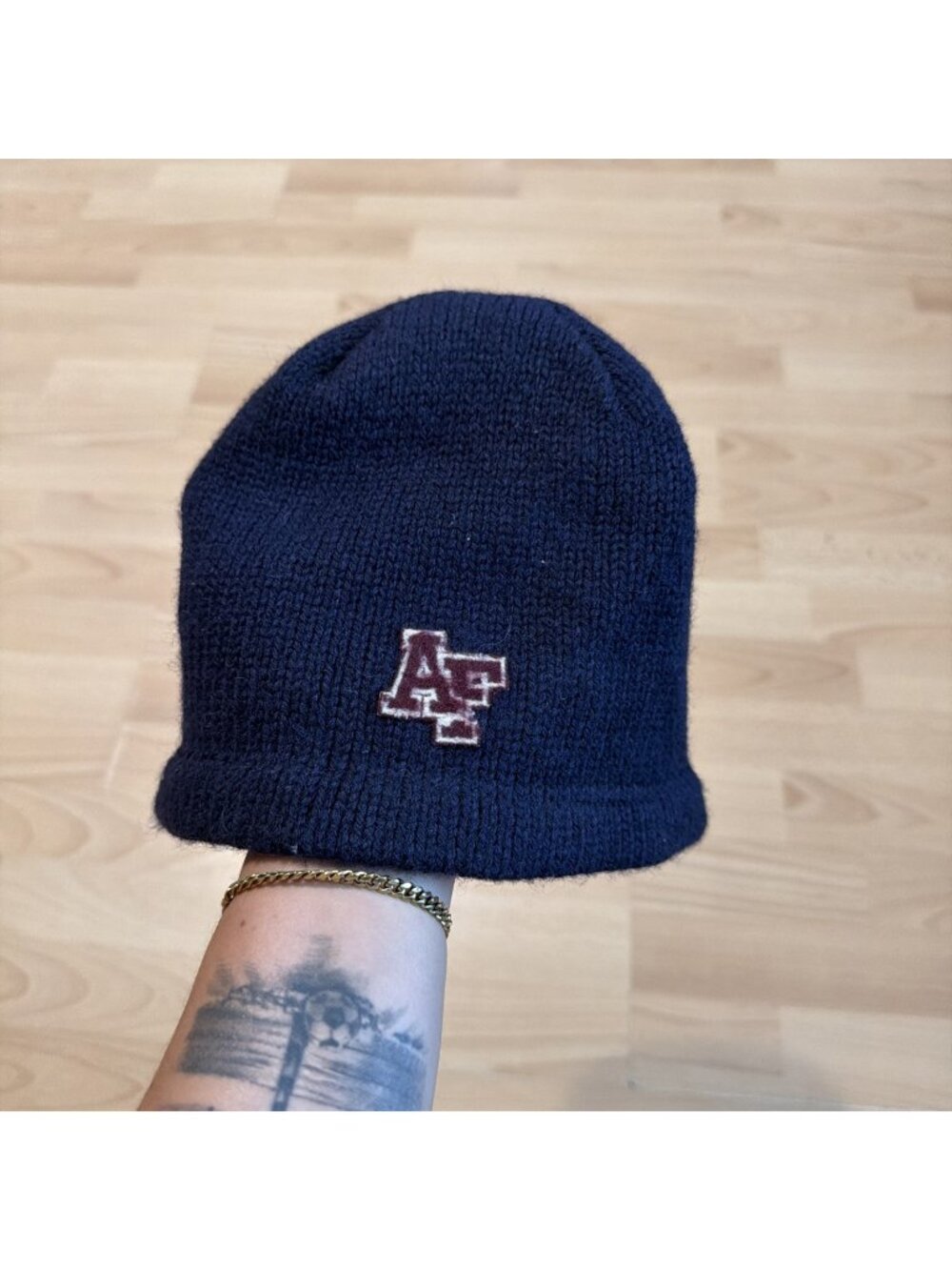 Abercrombie Hat Blue 100% Wool Logo Y2K Vintage